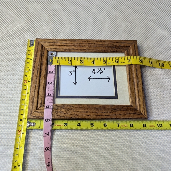 Solid wood honey oak picture frame Double mat board rectangular glass Vtg. - Picture 2 of 8